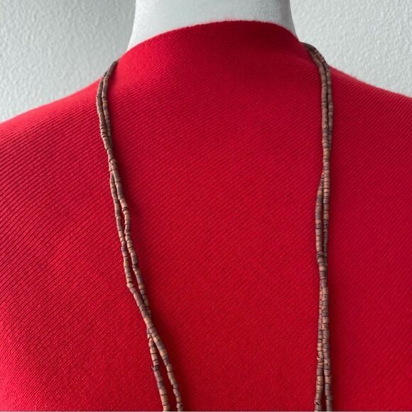 Brown Beaded Necklace Small Beads Bohemian - Picture 4 of 6